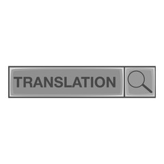 Translation search icon. Gray monochrome illustration of translation search vector icon for web