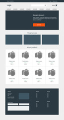 Website design template. On line store. E-commerce. Response web
