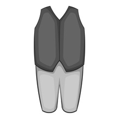 Waiter costume icon. Gray monochrome illustration of waiter costume vector icon for web