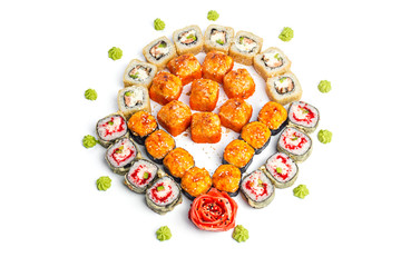 sushi set on white background
