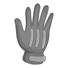 Winter sport glove icon. Gray monochrome illustration of winter sport glove vector icon for web