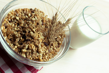 healthy breakfast on a wooden background
