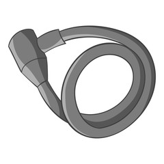 Lock for bicycle icon. Gray monochrome illustration of lock for bicycle vector icon for web