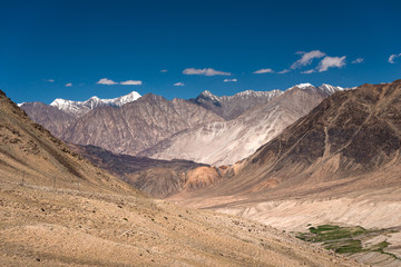Fototapeta na wymiar Himalayan range landscape view of Leh, Ladakh in summer, Kashmir, India.