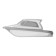 Speed boat icon. Gray monochrome illustration of speed boat vector icon for web
