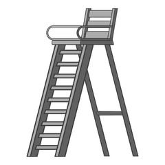 Tennis tower for judge icon. Gray monochrome illustration of tennis tower for judge vector icon for web
