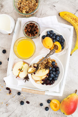 Homemade granola with aplles and cinnamon