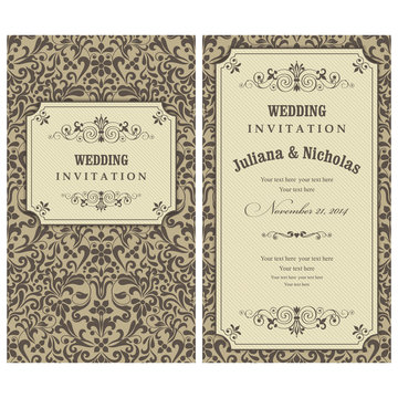 Set of 2 Wedding Invitation card Baroque