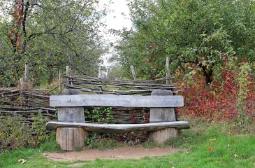bench in a rural garden