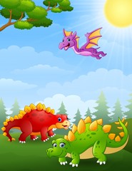 Dinosaurs cartoon  in the jungle © dreamblack46