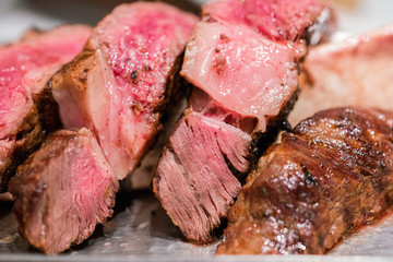 Having barbecue with a delicious steak
