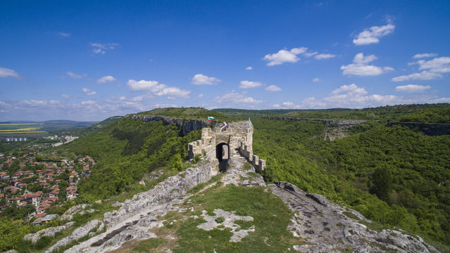 Aerial view of the Ovech fortress, Pravadiya, Bulgaria