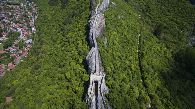Aerial view of the Ovech fortress, Pravadiya, Bulgaria