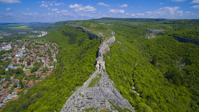Aerial view of the Ovech fortress, Pravadiya, Bulgaria