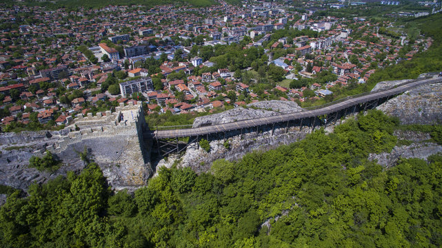 Aerial view of the Ovech fortress, Pravadiya, Bulgaria