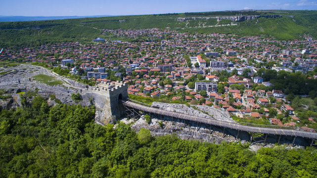 Aerial view of the Ovech fortress, Pravadiya, Bulgaria