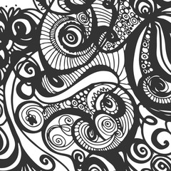 Doodle monochrome background. Minimalistic ornament. 
