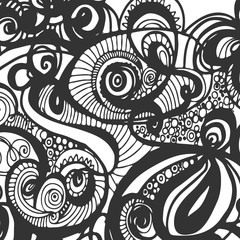 Doodle monochrome background. Minimalistic ornament. 