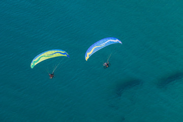 aerial view of the paraglider over the coast line