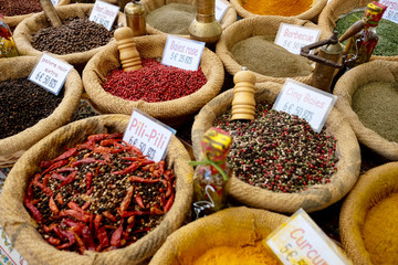 Spices for sale at local market 