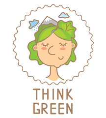 Vector illustration of a symbol think green poster
