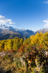 Beautiful autumn mountain landscape in Svaneti. Georgia