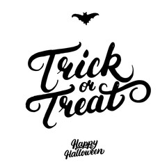 Trick or treat hand written lettering.