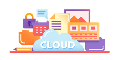 Cloud Storage Technology - flat design website banner