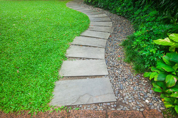 Landscaping in the garden. The path in the garden.