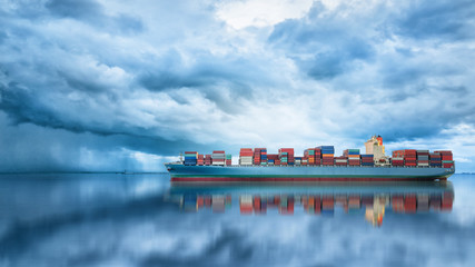 Logistics and transportation of International Container Cargo ship in the ocean, Freight...