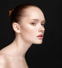 Naklejka premium Amazing Natural Beauty Woman face young beautiful healthy skin