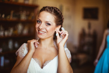 gorgeous bride smiles into the camera