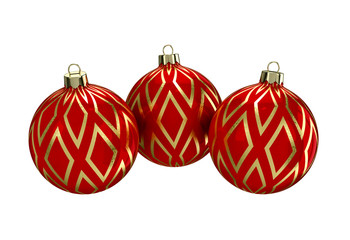 Red and gold decorative Christmas balls. Isolated New Year image.