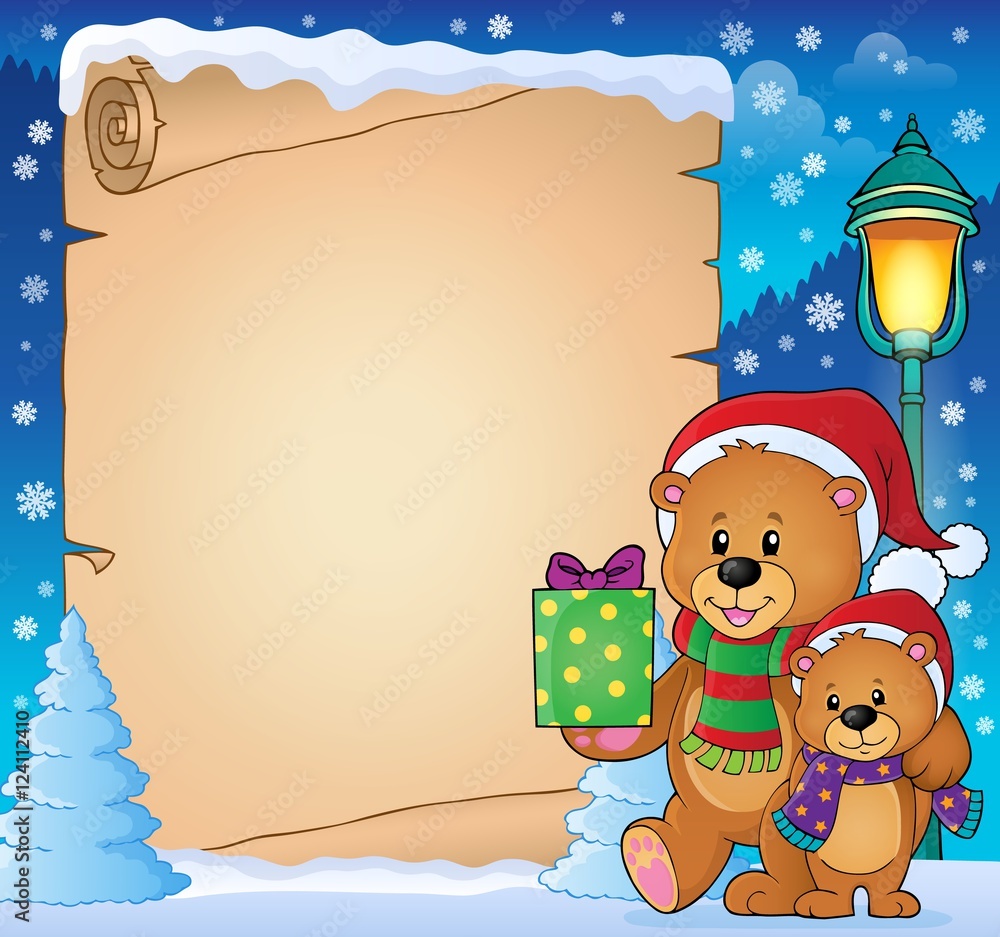 Poster parchment with christmas bears theme 3