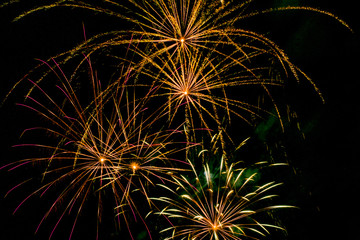Celebration fireworks over night sky