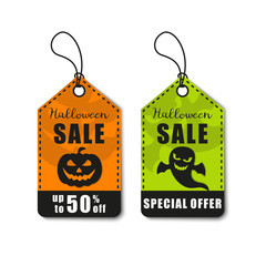 Halloween vector set. Halloween sale, discount and offer tags, stickers