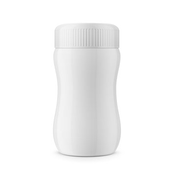 Round white glossy plastic jar template