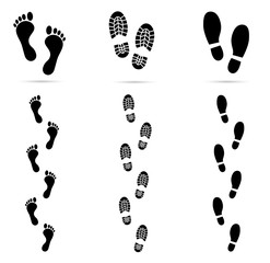 Footprints vector icon set.