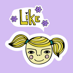 Set of cute cartoon girls. Colorful vector illustration.