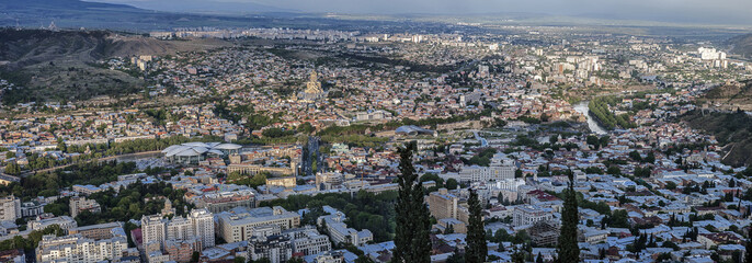 Georgia, Tbilisi. Panorama of the city./Georgia, Tbilisi. Panorama of the city from Mount Mtatsminda . © seregayu