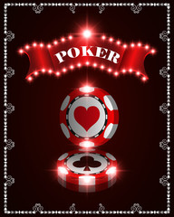 Vector casino poker chips, template for design backgrounds, cards, banners.