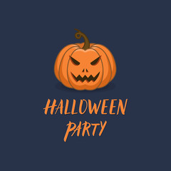 Naklejka premium Halloween pumpkin with carved scary face vector illustration