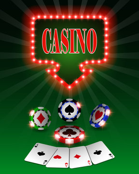 Vector casino poker chips, template for design backgrounds, cards and banners.