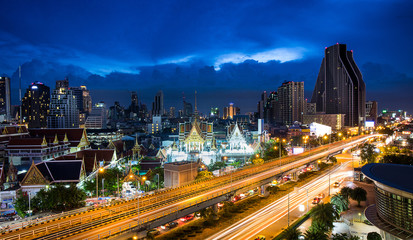 Fototapeta premium Highway and skyling in business zone Bangkok Thailand