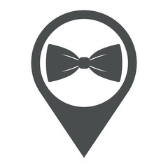 Icono plano localizacion corbata de lazo gris