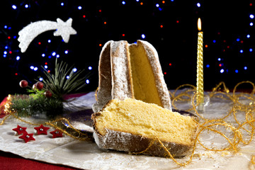 Pandoro cake and champagne Christmas  mood