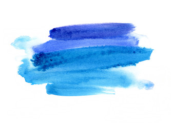 Bright blue watercolor blot on white background