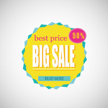 Sale banner template. 50% off. Vector illustration.