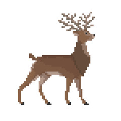 Obraz premium Vector pixel reindeer isolated on white background