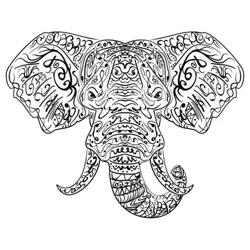 Zentangle ethnic indian Elephant boho paisley